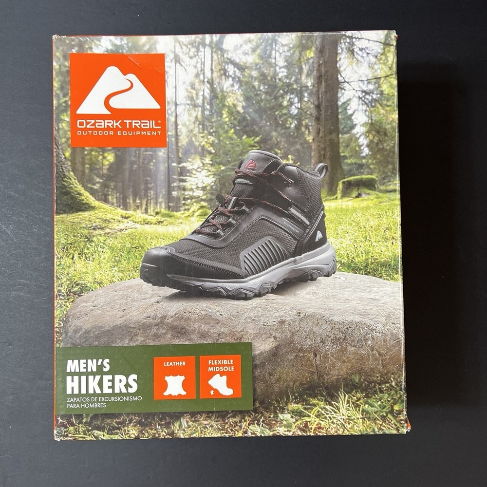 Ozark Trail Men's Camp Mid Hiker Outdoor Trail Boot Black Size 9 New
